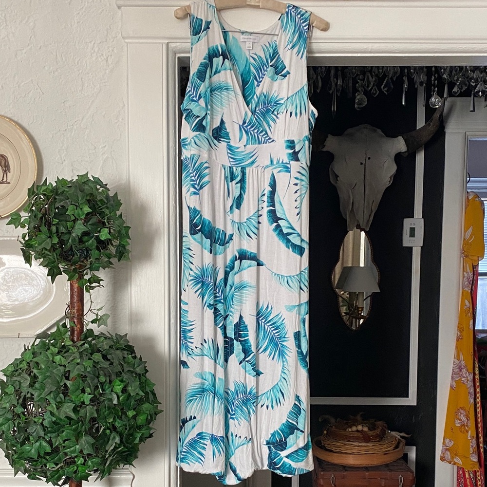Charter Club Sleeveless Maxi dress with Tropical Palm Print - Picture 3 of 12